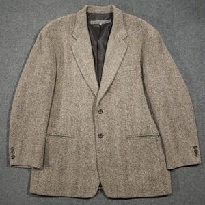 Le Collezioni Structure Blazer Mens Large Brown Wool Cashmere Herringbone Jacket